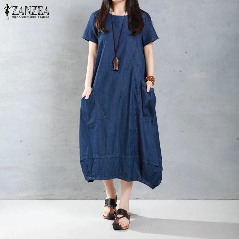 Oversized 2019 Summer ZANZEA Women Casual Loose Mid-calf Dress Ladies Vintage Short Sleeve O Neck Solid Dresses Vestidos
Oversized 2019 Summer ZANZEA Women Casual Loose Mid-calf Dress Ladies Vintage Short Sleeve O Neck Solid Dresses Vestidos