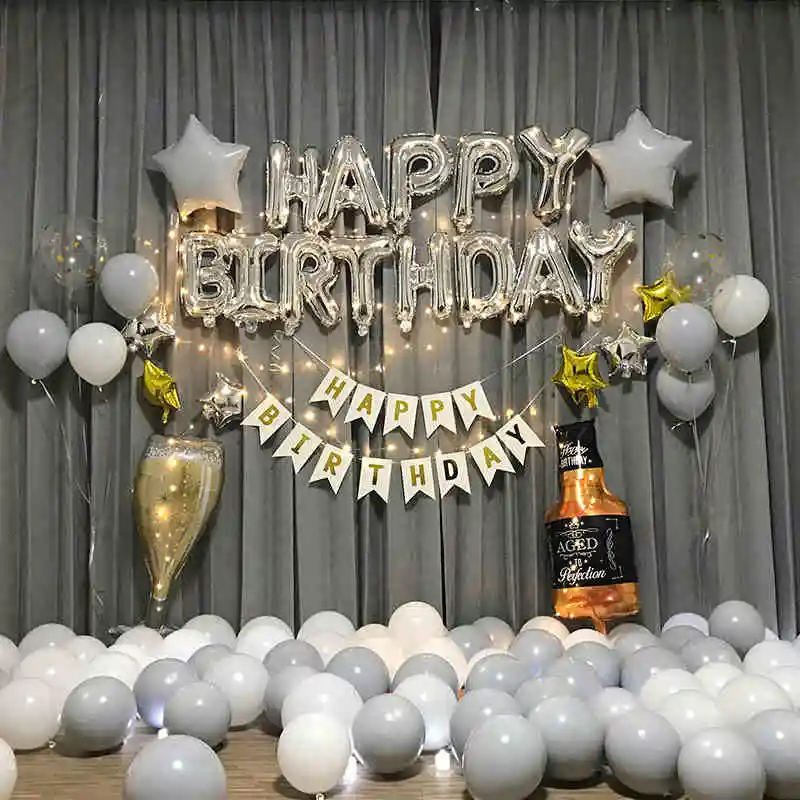 Birthday Party Decoration Adults Silver Happy Birthday Balloon Kit Anniversary Party Wineglass White Gray Latex Balloon Backdrop
Birthday Party Decoration Adults Silver Happy Birthday Balloon Kit Anniversary Party Wineglass White Gray Latex Balloon Backdrop