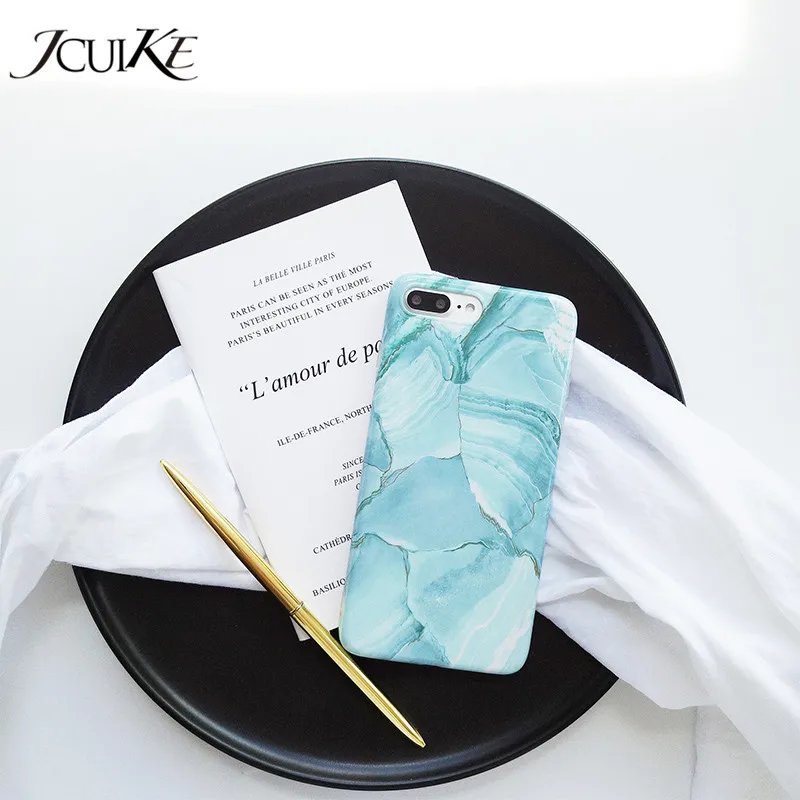 Light blue Gradient Graffiti Painted Phone Cases For iPhone X case Blue marble Texture iphone 6 6S 7 8 Plus Back Cover Capa | Мобильные