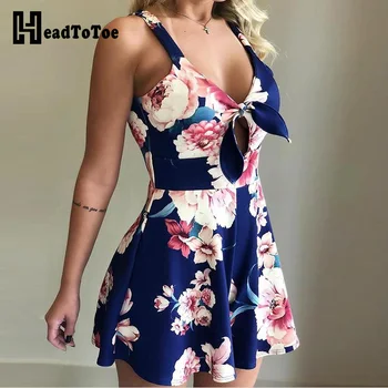 Summer Women Floral Print Sleeveless Playsuit Ladies Sexy V-neck Strappy Jumpsuit Overalls Bowknot Front Rompers
Summer Women Floral Print Sleeveless Playsuit Ladies Sexy V-neck Strappy Jumpsuit Overalls Bowknot Front Rompers