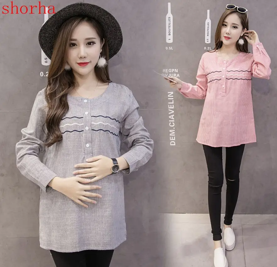 shorha 2018 spring maternity fashion embroidery round collar shirts pregnant women T-shirt striped pregnancy casual blouses
shorha 2018 spring maternity fashion embroidery round collar shirts pregnant women T-shirt striped pregnancy casual blouses