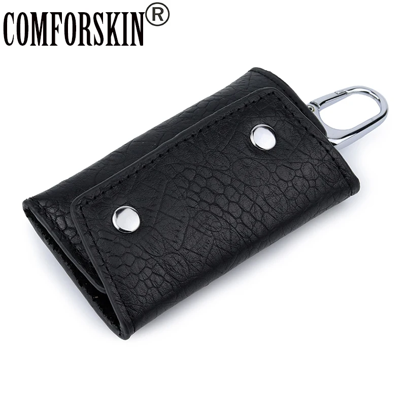 

COMFORSKIN New Arrivals Genuine Leather Men Key Housekeeper 2019 Multi-function Key Wallet Cowhide Key Chain Wallet Card Holder