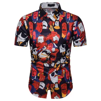 Short Sleeve Hip hop Social Shirt Men's clothing Cartoon print Blouse men Slim Fit Shirt for Man New
Short Sleeve Hip hop Social Shirt Men's clothing Cartoon print Blouse men Slim Fit Shirt for Man New