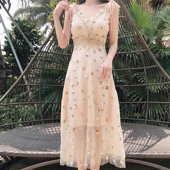 Summer Sweet Women Lacing Fairy Dress Sleeveless V Neck High Waist Sequins Stars Holiday Beach Dresses
Summer Sweet Women Lacing Fairy Dress Sleeveless V Neck High Waist Sequins Stars Holiday Beach Dresses