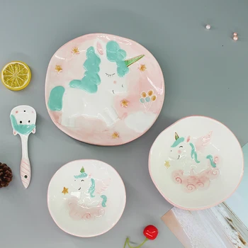 1pc Unicorn Children Dinnerware Set Ceramic Dish Plate Rice Snack Bowl Spoon for Kids Cutlery Set
1pc Unicorn Children Dinnerware Set Ceramic Dish Plate Rice Snack Bowl Spoon for Kids Cutlery Set