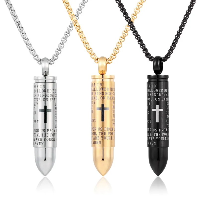 Hot Sale men necklace Bullet NECKLACE PENDANT Stainless steel cross necklaces chain Bible necklaces Punk Rock jewelry
Hot Sale men necklace Bullet NECKLACE PENDANT Stainless steel cross necklaces chain Bible necklaces Punk Rock jewelry