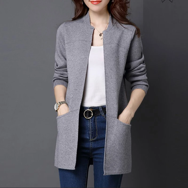 New Women Spring Autumn Sweater 2019 Long Cardigan Korean Slim Pocket Loose Knit Sweater Outwear Open Stitch Female Knitted Coat
New Women Spring Autumn Sweater 2019 Long Cardigan Korean Slim Pocket Loose Knit Sweater Outwear Open Stitch Female Knitted Coat