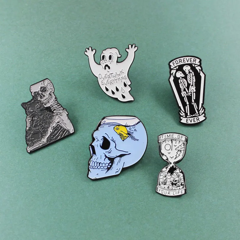 Ghost Skeleton YOUR LIFE Hourglass Fish Tank Skull Goldfish Cat Skeleton loverer Coffin Skull Brooch Enamel Halloween Pins Badge
Ghost Skeleton YOUR LIFE Hourglass Fish Tank Skull Goldfish Cat Skeleton loverer Coffin Skull Brooch Enamel Halloween Pins Badge