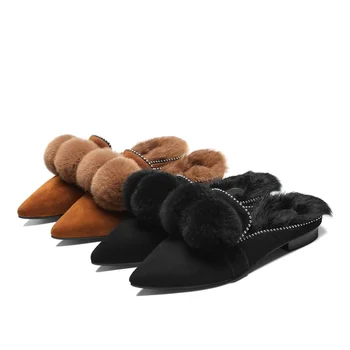 Spring and Autumn Fashion Women's Slippers Real Sheep Suede Fabric Comfortable Inner Fluffy Ball Decoration Women's Slippers
Spring and Autumn Fashion Women's Slippers Real Sheep Suede Fabric Comfortable Inner Fluffy Ball Decoration Women's Slippers