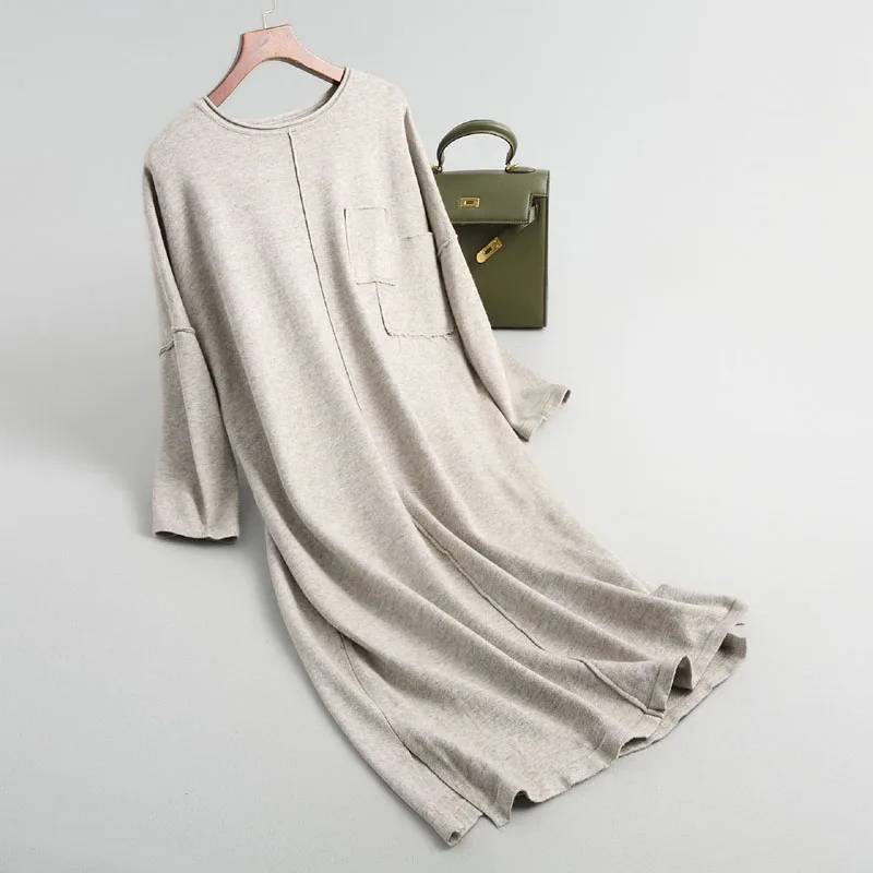 J141 Women casual o neck pockets deco loose sweater dress ladies pullover loose sweater dresses knit vestidos
J141 Women casual o neck pockets deco loose sweater dress ladies pullover loose sweater dresses knit vestidos