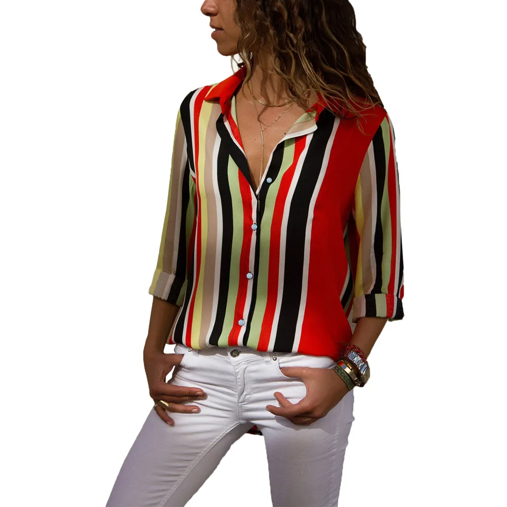 Red-Multicolor-Stripe-Long-Sleeve-Button-Down-Shirt-LC251153-3-1