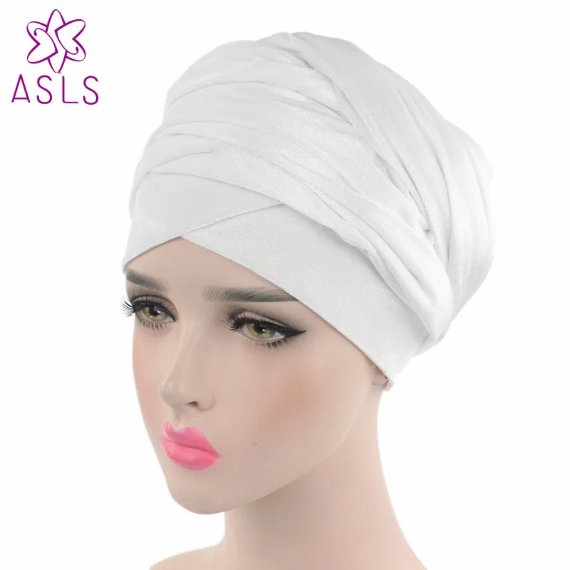 High Quality L Style New Women And Men Velvet Long Turban Tail Cap Wrapped Head Muslim Hijab Scarf Hat Headwrap |