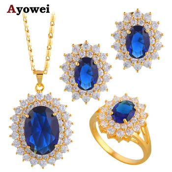Gold Tone Zircon Blue Zircon Ring Earring Necklace Jewelry Set Crystal Nickel & Lead free #6.75 #7.5 JS076A
Gold Tone Zircon Blue Zircon Ring Earring Necklace Jewelry Set Crystal Nickel & Lead free #6.75 #7.5 JS076A