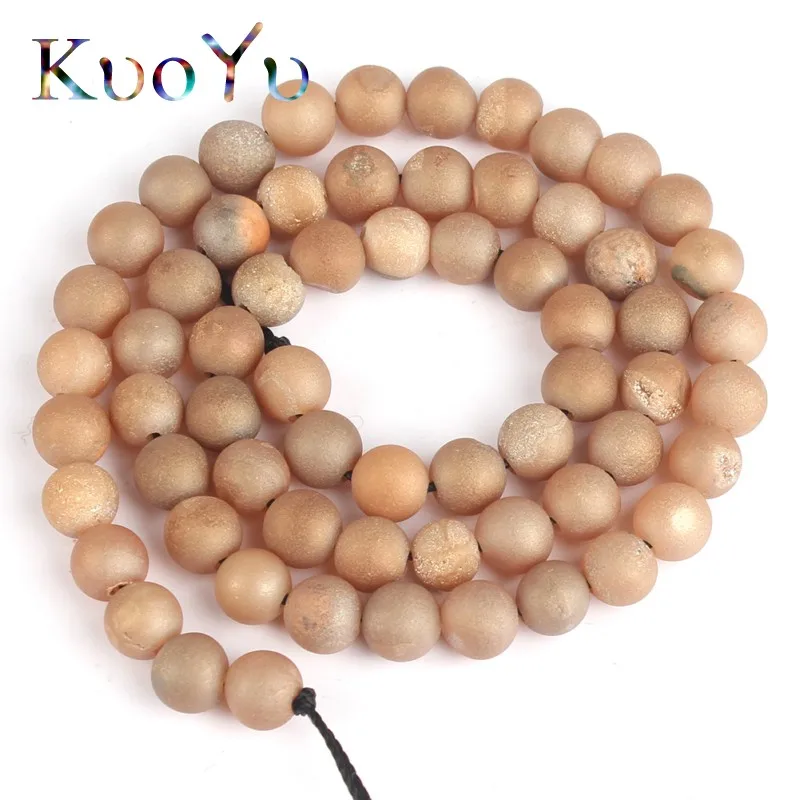 Круглые бусины Druzy Agates из натурального камня с розовым металлическим покрытием 15
