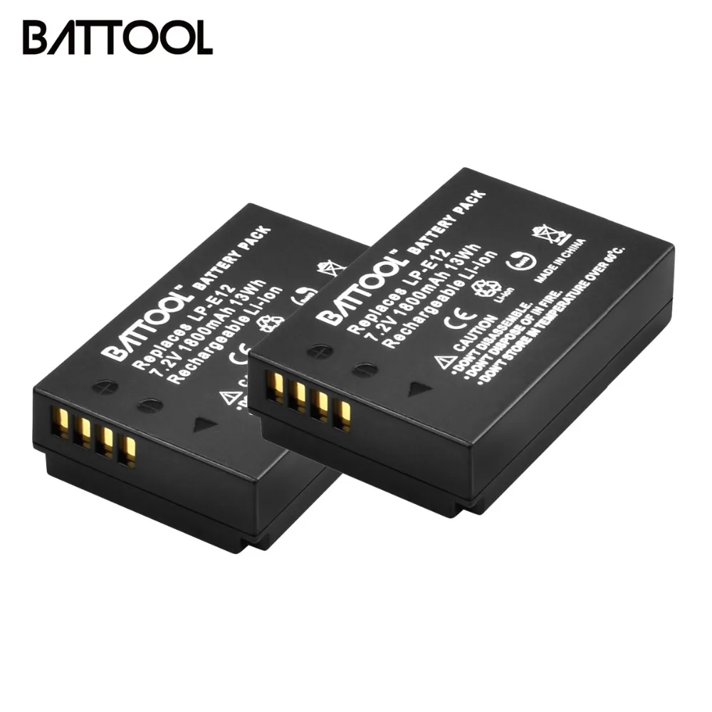 2Packs 7.2V 1800mAh Li-ion Camera Battery For Canon LP-E12 LPE12 LP E12 EOS 100D Kiss X7 Rebel SL1 EOS-M, EOS M2 EOS M10 DSLR
2Packs 7.2V 1800mAh Li-ion Camera Battery For Canon LP-E12 LPE12 LP E12 EOS 100D Kiss X7 Rebel SL1 EOS-M, EOS M2 EOS M10 DSLR