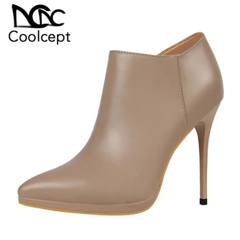 Coolcept Women High Heel Boots Ankle Female Solid Color Shoes Side Zipper Pointed Toe Botas Mature Winter Footwear Size 34-39
Coolcept Women High Heel Boots Ankle Female Solid Color Shoes Side Zipper Pointed Toe Botas Mature Winter Footwear Size 34-39