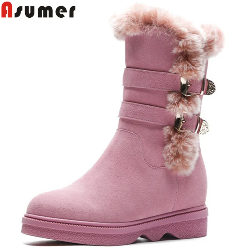 ASUMER 2018 hot sale new mid calf boots women round toe suede leather boots fur casual comfortable winter keep warm snow boots
ASUMER 2018 hot sale new mid calf boots women round toe suede leather boots fur casual comfortable winter keep warm snow boots