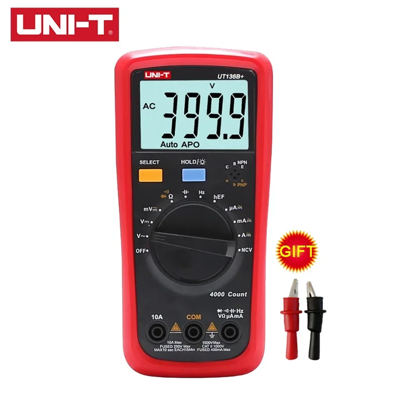 UNI-T Multimeter UT136B+ UT136C+ Digital Multimeter AC/DC 1000V 10A Volt Amp meter Temperature NCV Tester Large LCD Dual Display
UNI-T Multimeter UT136B+ UT136C+ Digital Multimeter AC/DC 1000V 10A Volt Amp meter Temperature NCV Tester Large LCD Dual Display