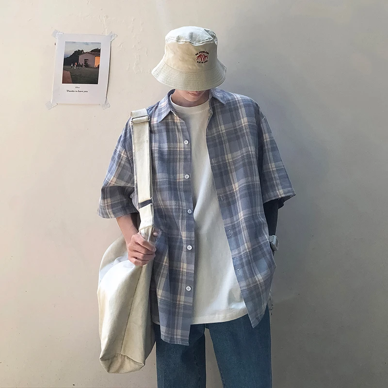Men's Shirt 2019 Summer Fashion Red & BlueCasual Plaid Cotton Loose Oversize Single Breasted 3/4 Sleeve Tops Costume Shirts Men
Men's Shirt 2019 Summer Fashion Red & BlueCasual Plaid Cotton Loose Oversize Single Breasted 3/4 Sleeve Tops Costume Shirts Men