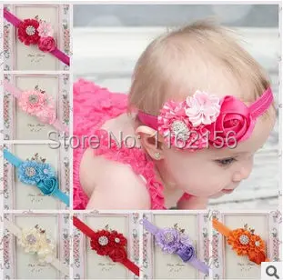 

New 10pc girls floral headbands with rose multilayers fabric satin flowers kids headwear Christmas gift