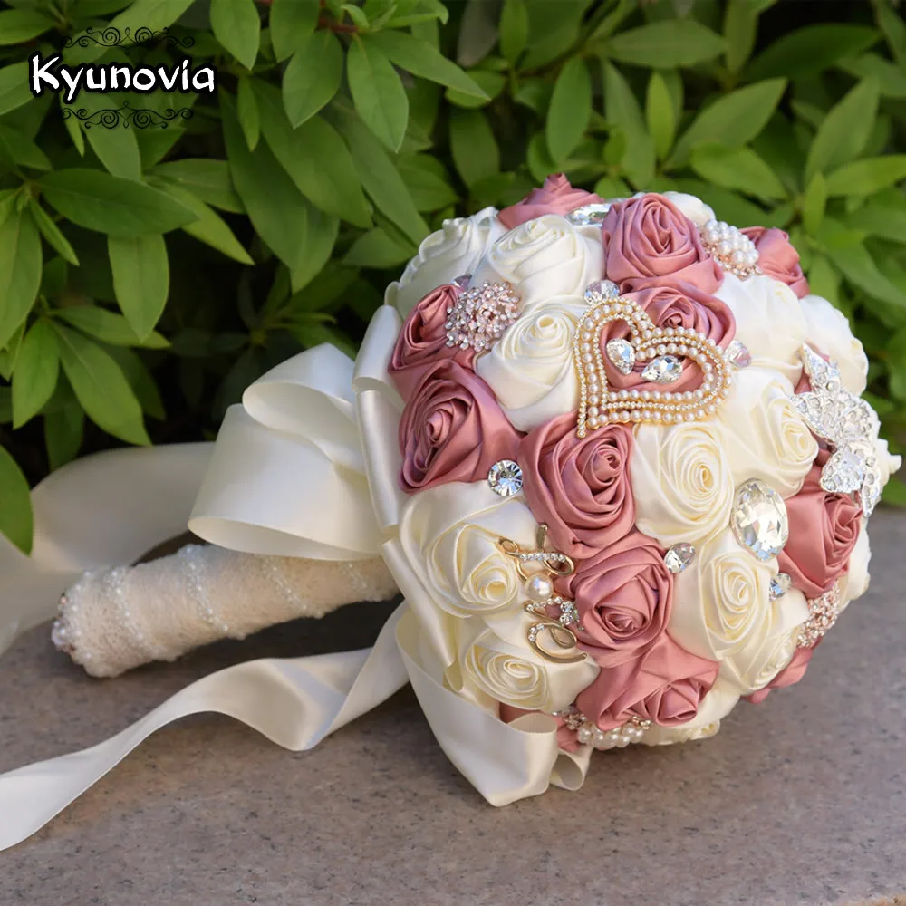 Женские свадебные букеты Kyunovia белые Искусственные розы в наличии FW139|bridal bouquet|wedding