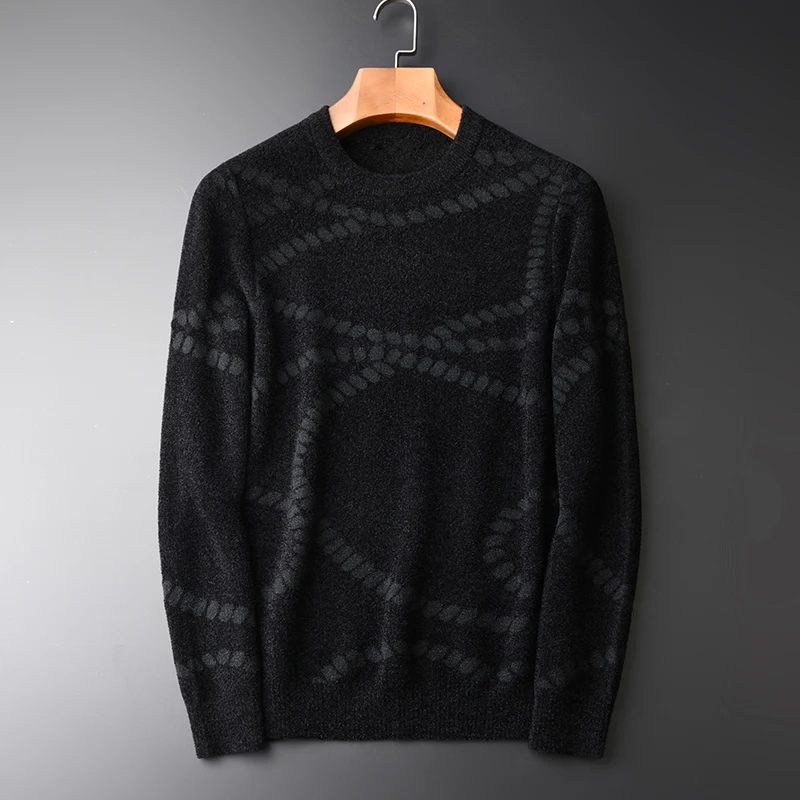 Minglu Autumn And Winter Men Sweater Hight Quality Warm Suede Silver Thread Jacquard Men Pullover Sweater Black Mens Sweaters
Minglu Autumn And Winter Men Sweater Hight Quality Warm Suede Silver Thread Jacquard Men Pullover Sweater Black Mens Sweaters