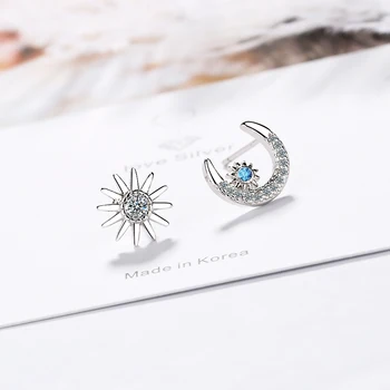 Blue Moon & Sun Asymmetric Zircon 925 Sterling Silver Stud Earrings For Women aretes de mujer brincos pendientes
Blue Moon & Sun Asymmetric Zircon 925 Sterling Silver Stud Earrings For Women aretes de mujer brincos pendientes