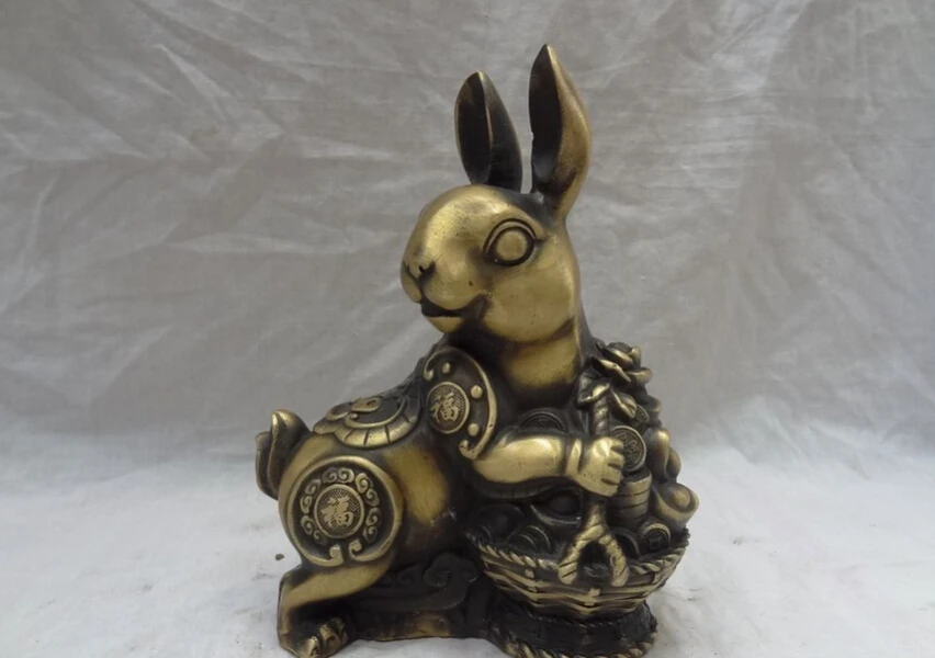 S2609 8" Chinese Bronze Zodiac Fu Wealth YuanBao Coin Basket Animal Rabbit Statue D0318
S2609 8" Chinese Bronze Zodiac Fu Wealth YuanBao Coin Basket Animal Rabbit Statue D0318