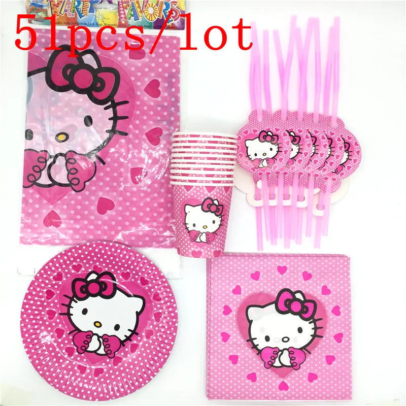 51PC\lot luxury Hello Kitty birthday party tablecloth baby plates cups Straws party birthday decoration supplies for 10people
51PC\lot luxury Hello Kitty birthday party tablecloth baby plates cups Straws party birthday decoration supplies for 10people
