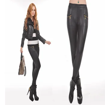 2017 Hot New leather punk waist trousers waist double zipper Black PU Leather Leggings Leguin Capris Gaiters Boothoses Wholesale
2017 Hot New leather punk waist trousers waist double zipper Black PU Leather Leggings Leguin Capris Gaiters Boothoses Wholesale