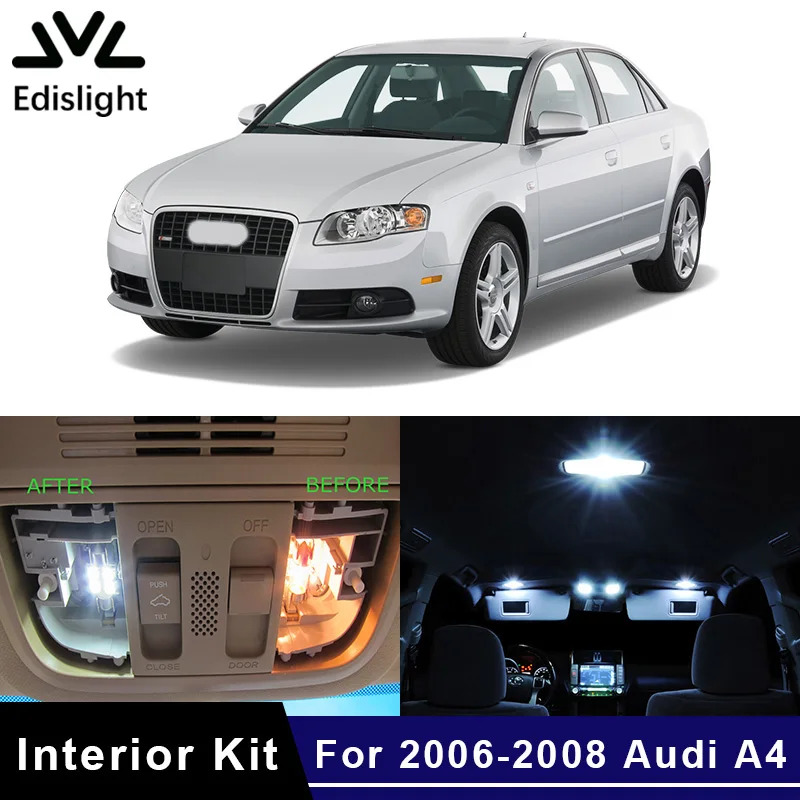 Edislight 21Pcs Canbus White LED Lamp Car Bulbs Interior Package Kit For 2006-2008 Audi A4 S4 B7 Avant Map Dome Door Plate Light
Edislight 21Pcs Canbus White LED Lamp Car Bulbs Interior Package Kit For 2006-2008 Audi A4 S4 B7 Avant Map Dome Door Plate Light