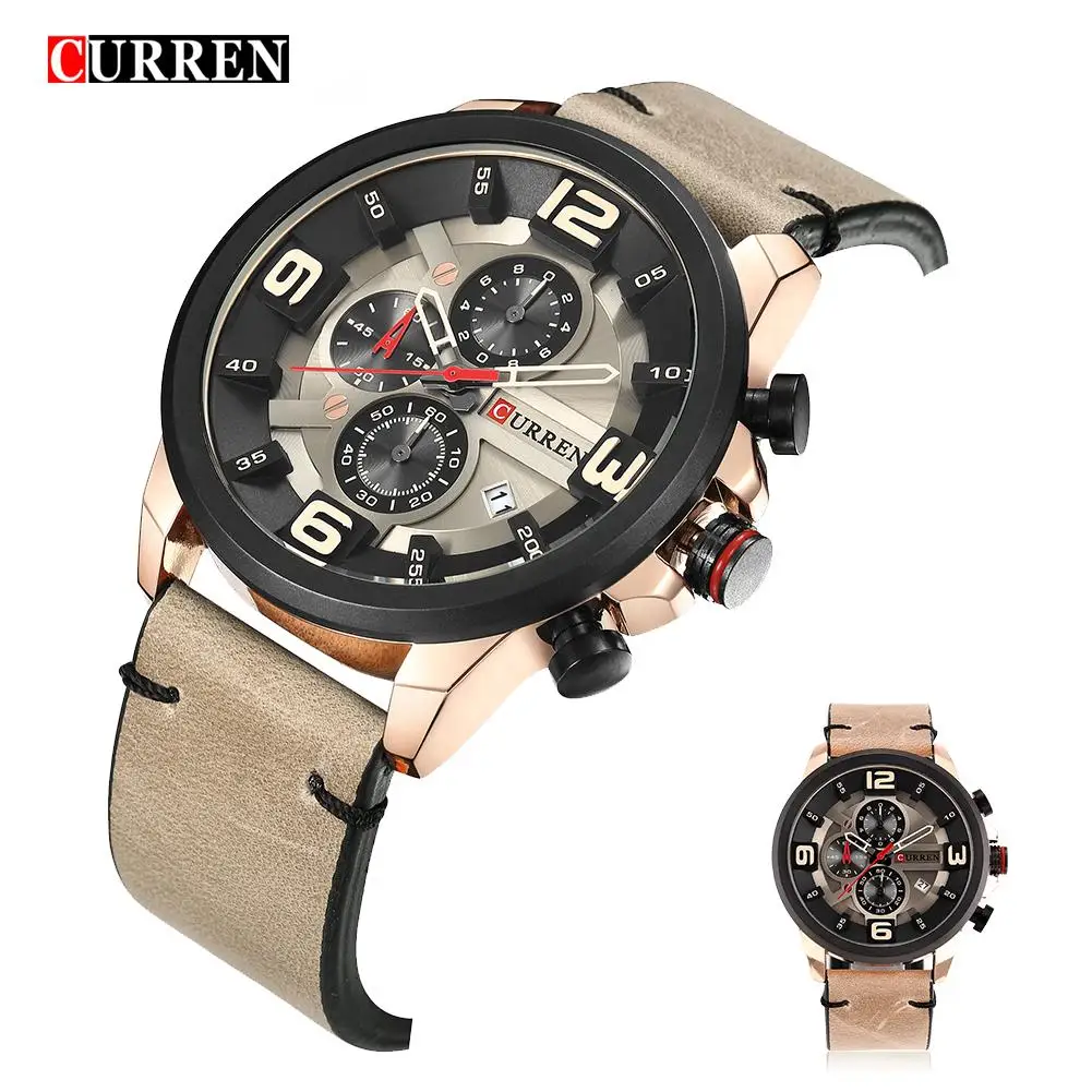 CURREN 8288 Sport Watch Top Brand Luxury Date Leather Band Chronograph Quartz Wrist Watches Men Montre Homme Hodinky Clock