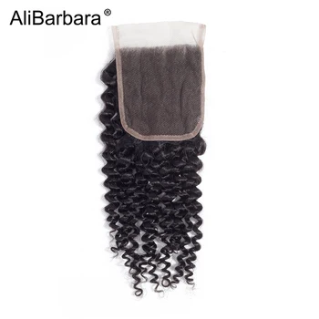 

Alibarbara Hair 4x4 Brazilian Afro Kinky Curly Lace Closure Remy Human Hair Swiss Lace Closure Free Part 120% Density 8-20inch