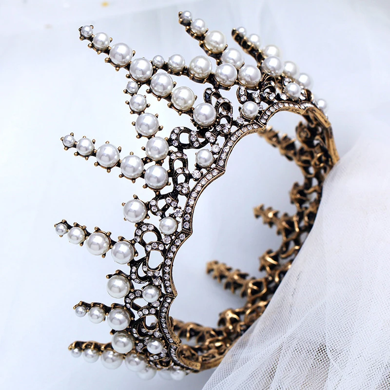 European Retro Queen Crown Baroque Round Tiaras Crowns For Wedding Bridal Crystal Pearl Crown Hair Ornaments Accessories ML833
European Retro Queen Crown Baroque Round Tiaras Crowns For Wedding Bridal Crystal Pearl Crown Hair Ornaments Accessories ML833