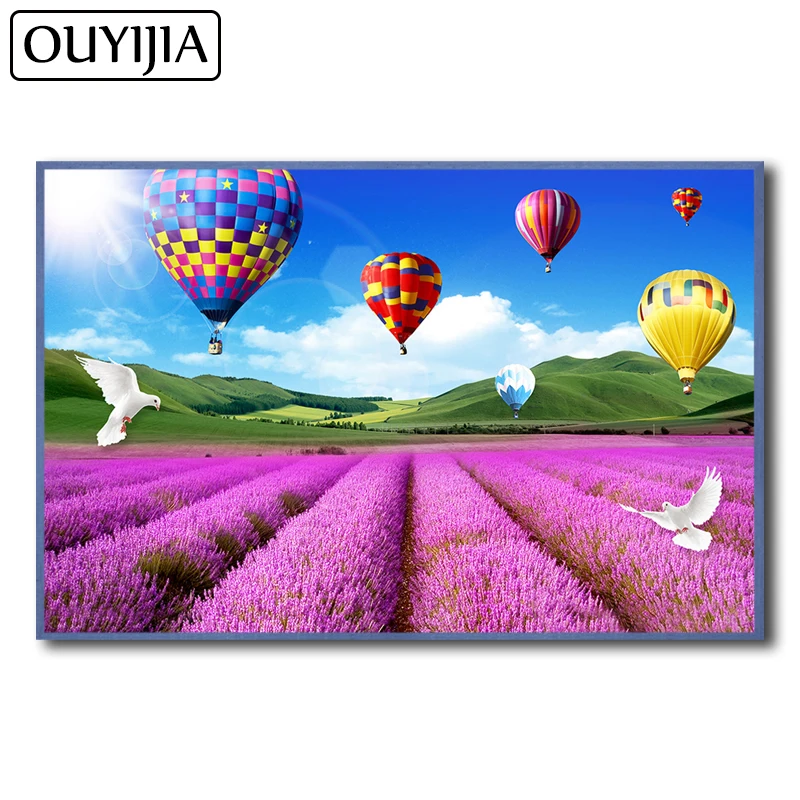 OUYIJIA 5D DIY мультфильм птица Лаванда воздушный шар цветок алмазная живопись Вышивка