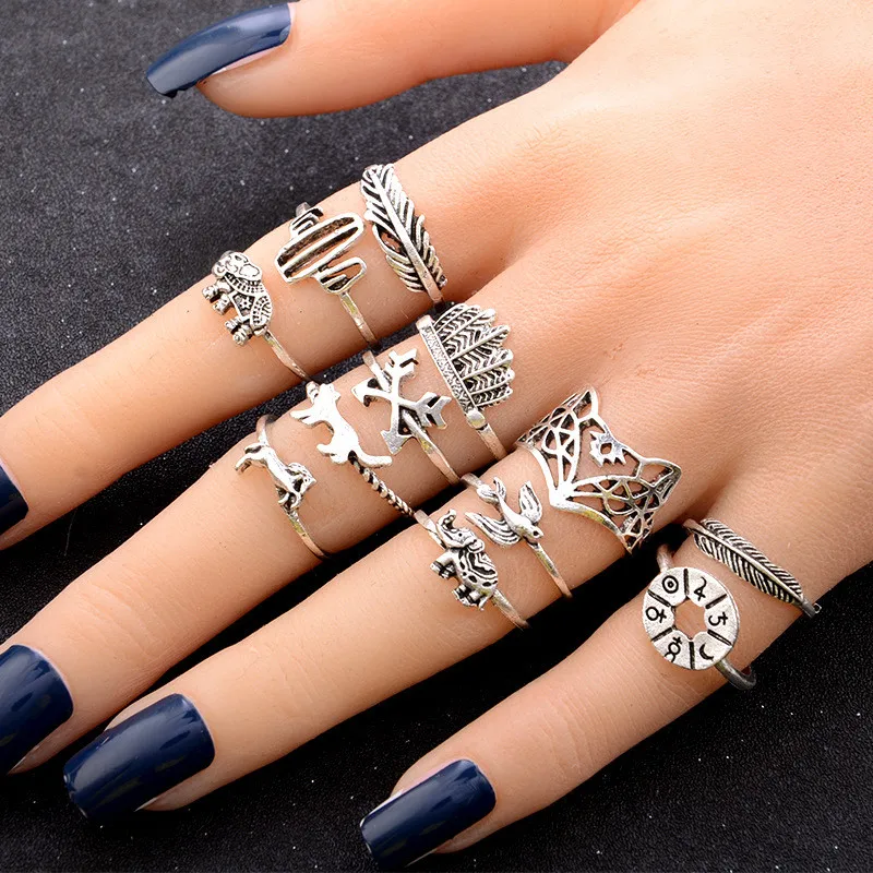 Vintage Turkish Hasma Ring Sets Knuckle Ring Rings 2018 New Geometric Silver Color Leaves Fox Elephant for Women Rings Jewelry
Vintage Turkish Hasma Ring Sets Knuckle Ring Rings 2018 New Geometric Silver Color Leaves Fox Elephant for Women Rings Jewelry