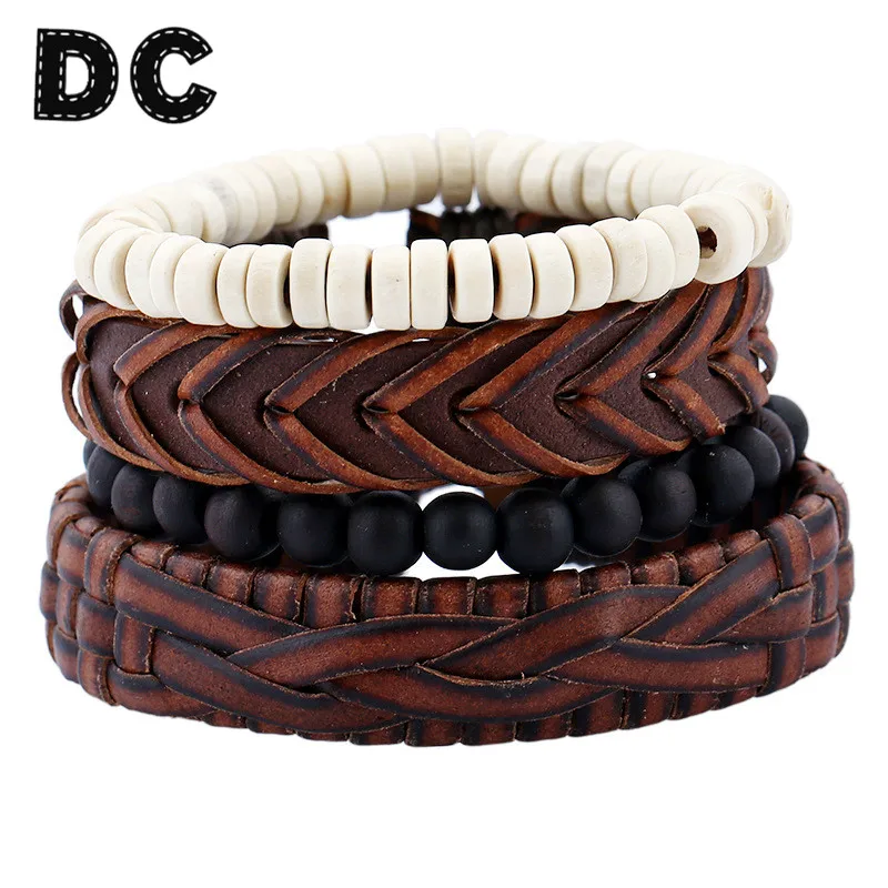 DC Fashion Jewelry 4 Pieces/Set Charm Bracelet for Men Brown Woven Beaded Leather Bracelet Casual Vintage Punk Bracelet
DC Fashion Jewelry 4 Pieces/Set Charm Bracelet for Men Brown Woven Beaded Leather Bracelet Casual Vintage Punk Bracelet