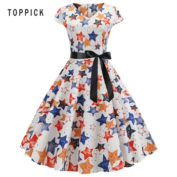 Pentagram Printed Ladies Elegant Party Dress Short Sleeve Casual Swing Retro Party Midi Dress Robe Femme Vestidos
Pentagram Printed Ladies Elegant Party Dress Short Sleeve Casual Swing Retro Party Midi Dress Robe Femme Vestidos