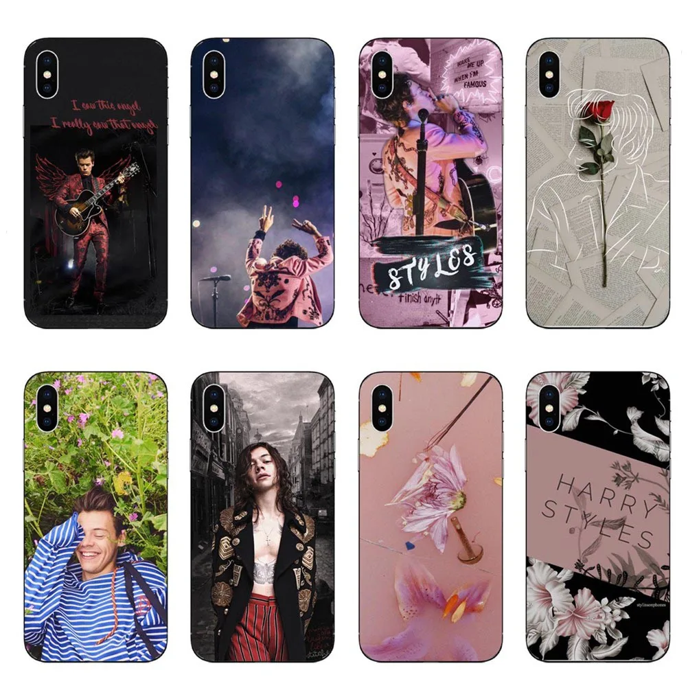 One Direction tattoos Harry Styles pink flowers Soft Silicone Phone Cases Cover for iphone 5 5S SE 6 6S Plus 7 8 XR XS Max | Мобильные
