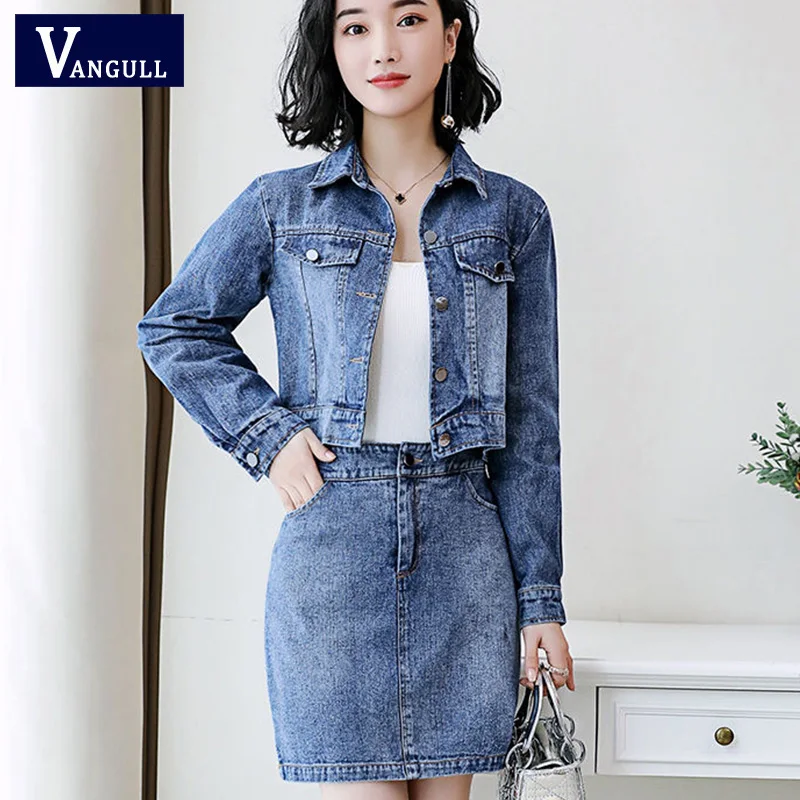Vangull Women Sets 2019 Spring Autumn New Long Sleeve V-neck Short Denim Jackets and Denim Mini Skirt Suits 2 Pieces Outfits
Vangull Women Sets 2019 Spring Autumn New Long Sleeve V-neck Short Denim Jackets and Denim Mini Skirt Suits 2 Pieces Outfits