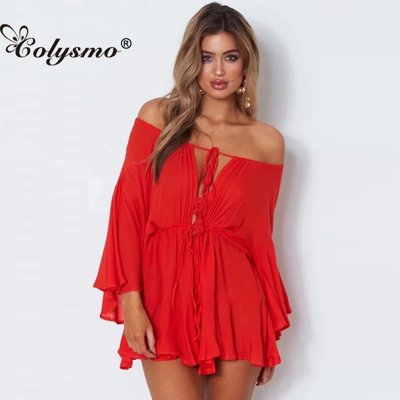 Colysmo Sexy Loose Shoulder Joint Pants Solid Color Casual Tie Waist Playsuits Women Horn Long Sleeve Jumpsuits Party 2018 New
Colysmo Sexy Loose Shoulder Joint Pants Solid Color Casual Tie Waist Playsuits Women Horn Long Sleeve Jumpsuits Party 2018 New