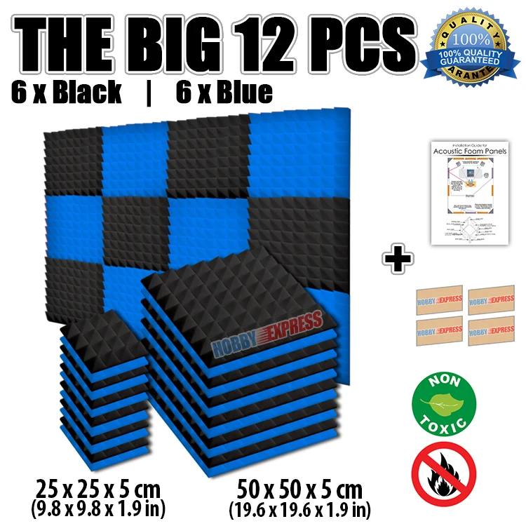 Arrowzoom Blue & Black Pyramid Studio Tiles Soundproofing Acoustic Foam 19.6 x 19.6 x 1.9" or 9.8 x 9.8 x 1.9" 12 pcs Set
Arrowzoom Blue & Black Pyramid Studio Tiles Soundproofing Acoustic Foam 19.6 x 19.6 x 1.9" or 9.8 x 9.8 x 1.9" 12 pcs Set