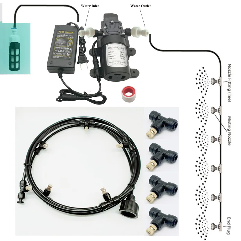 Black 6meters-18 meters garden electric pump misting spray system nebulizer for flowers plant greenhouse garden irrigation
Black 6meters-18 meters garden electric pump misting spray system nebulizer for flowers plant greenhouse garden irrigation