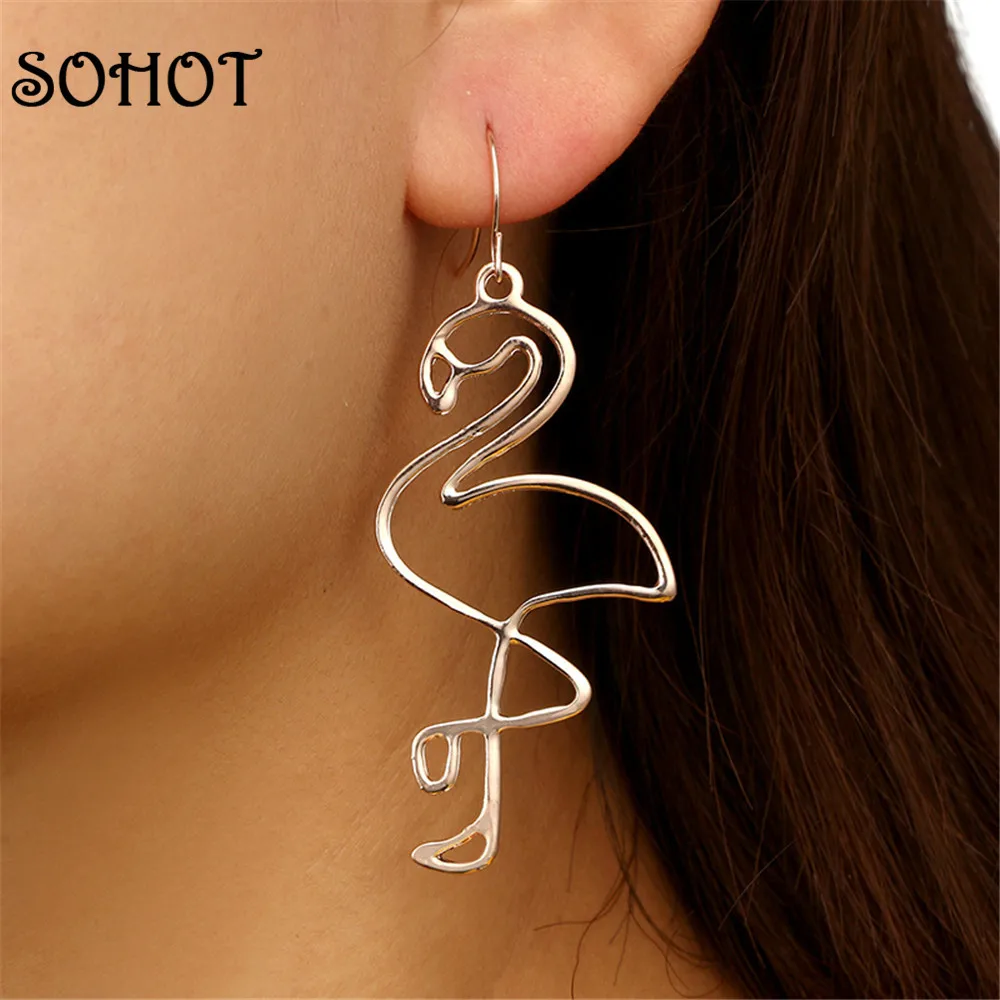 SOHOT 2018 Trendy Hollow Flamingo Drop Earrings Creative Exaggerated Abstract Women Party Jewelry Accessories For Bithday Gift
SOHOT 2018 Trendy Hollow Flamingo Drop Earrings Creative Exaggerated Abstract Women Party Jewelry Accessories For Bithday Gift