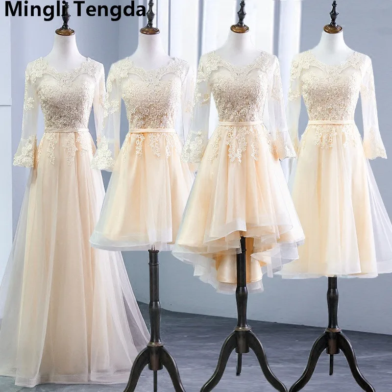 Champagne Bridesmaid Dress Floor Length A line Sexy Sweetheart Appliques 3/4 Sleeve robe demoiselle d'honneur Mingli Tengda
Champagne Bridesmaid Dress Floor Length A line Sexy Sweetheart Appliques 3/4 Sleeve robe demoiselle d'honneur Mingli Tengda