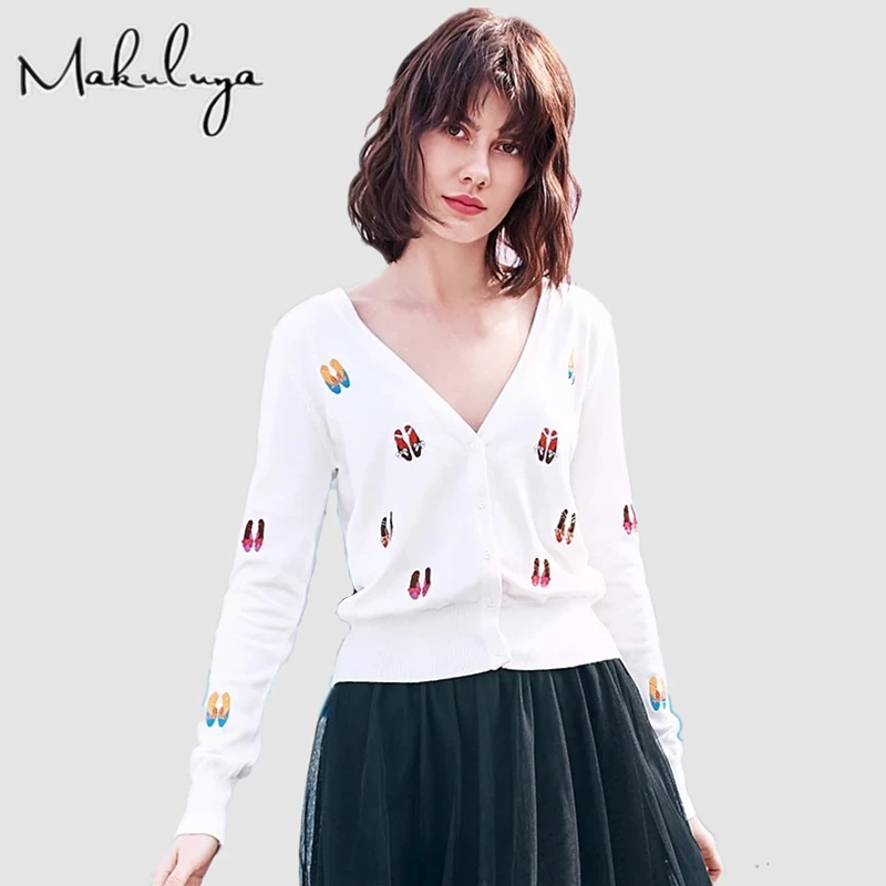 Makuluya Little Shoes Embroidery V-neck solid Vintage Cute Knitted Cardigan Sweater Spring Autumn Summer Women Slim Coat QW
Makuluya Little Shoes Embroidery V-neck solid Vintage Cute Knitted Cardigan Sweater Spring Autumn Summer Women Slim Coat QW