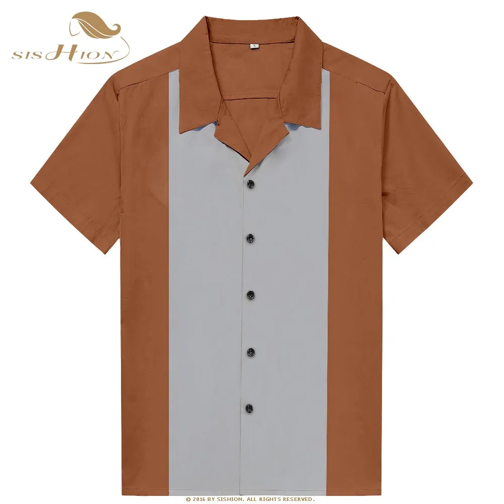 SISHION Short Sleeve Summer Shirt ST123 50s 60s Vintage Brown Red Button Up Bowling Men Shirt camisas
SISHION Short Sleeve Summer Shirt ST123 50s 60s Vintage Brown Red Button Up Bowling Men Shirt camisas
