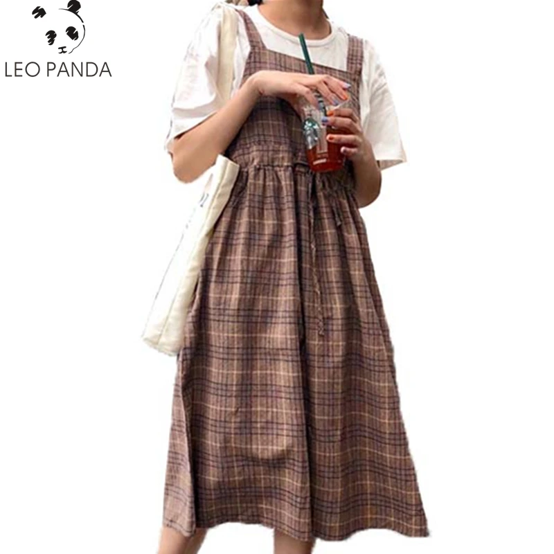 New Summer Fashion Women Japanese Plaid Summer Dress Round neck Sashes Tartan Sleeveless Preppy style Female Casual Dress C 44
New Summer Fashion Women Japanese Plaid Summer Dress Round neck Sashes Tartan Sleeveless Preppy style Female Casual Dress C 44