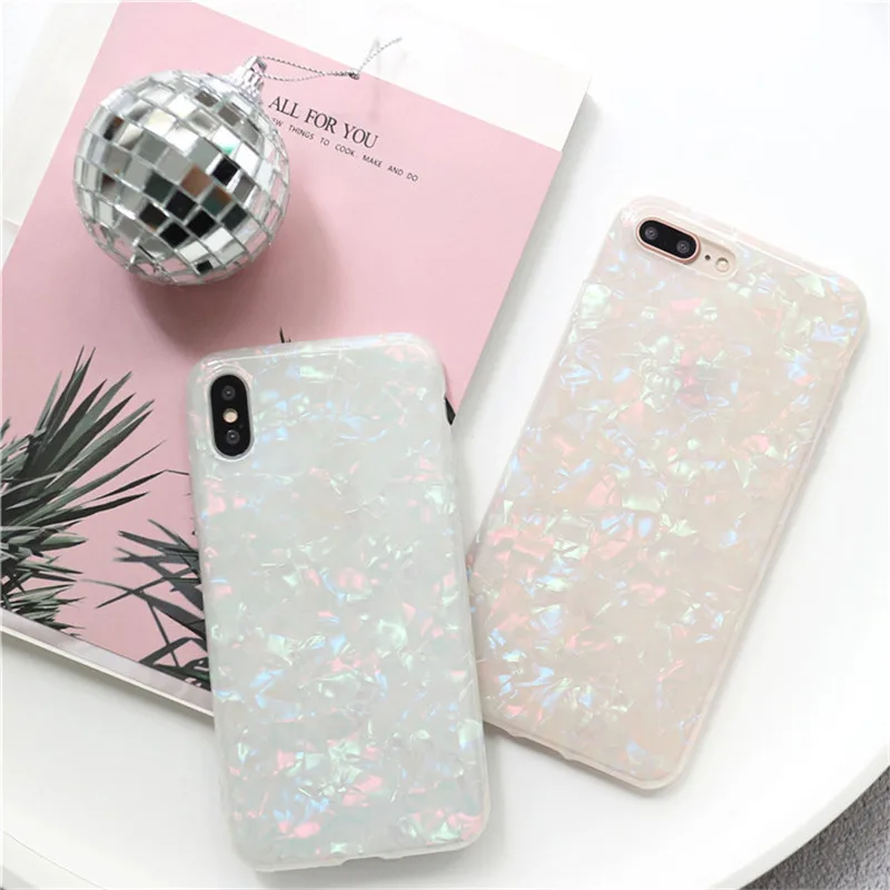 Soft TPU Silicone Cover Dream Shell Pattern Glitter Phone Case For iPhone Models