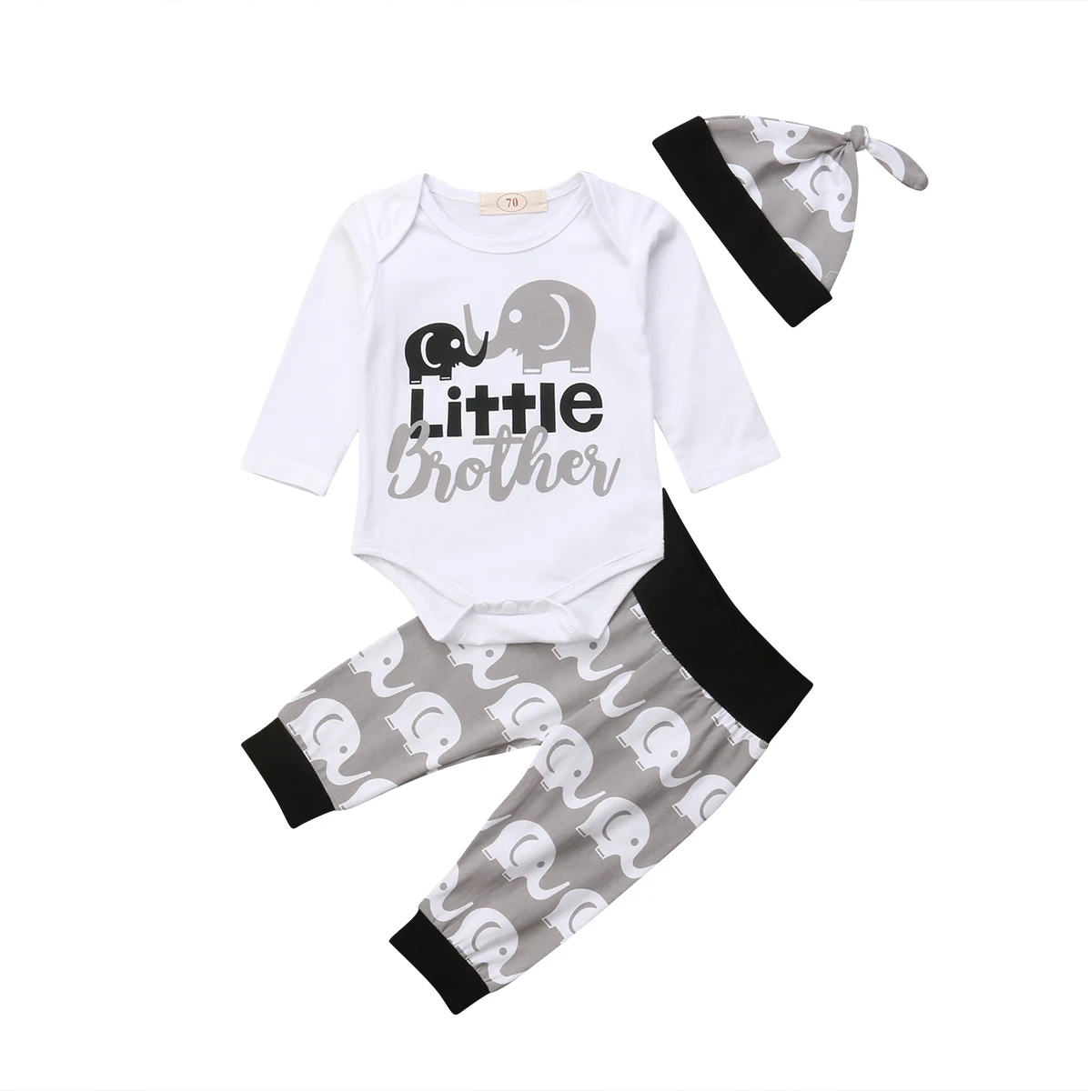 Newborn Baby Boy Little Brother Tops Long Sleeve Romper Elephant Pants Hat Outfit Clothes Set
Newborn Baby Boy Little Brother Tops Long Sleeve Romper Elephant Pants Hat Outfit Clothes Set
